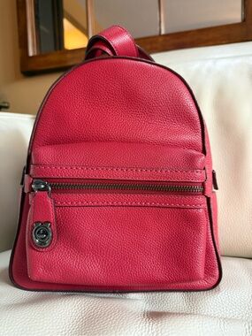 Red Leather Mini Backpack - Women's Fashion Bag